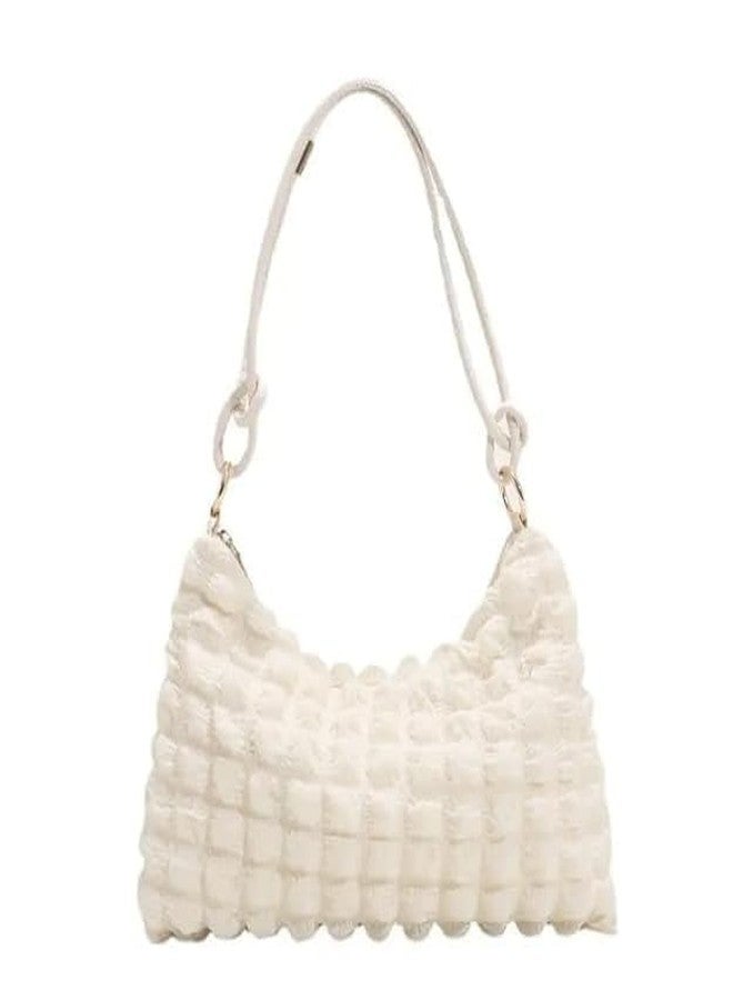 RASOFAB ZWERLIN Trendy white Puffy Shoulder Bag - Lightweight Nylon Handbag, Soft Elegant Casual Purse for Women, Roomy Everyday Tote with Adjustable Strap for Work, Travel, Parties, and Chic Outfits - Image 1